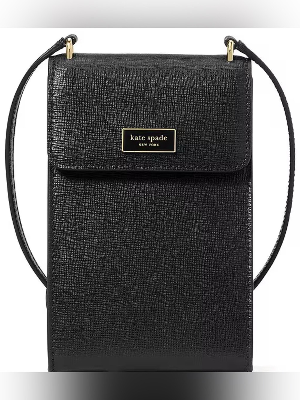 Nwt-🖤 Kate spade 🖤 Black Textured Leather Crossbody Phone Pouch